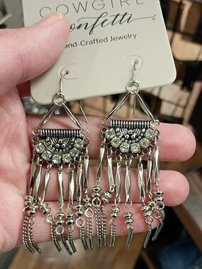 Silver Fringe Statement Earrings